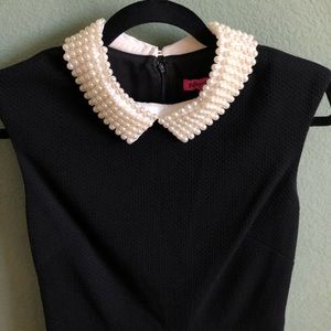 Betsey Johnson Black Pearl Collared Dress
